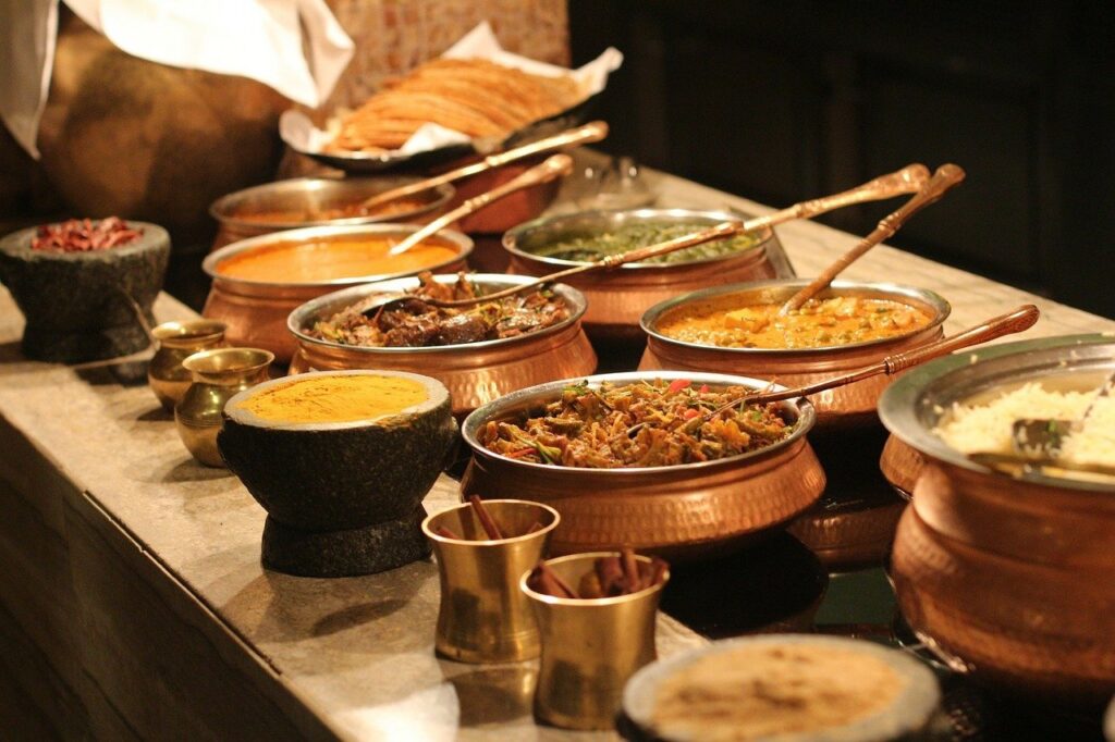 Different type of Indian food dishes. 