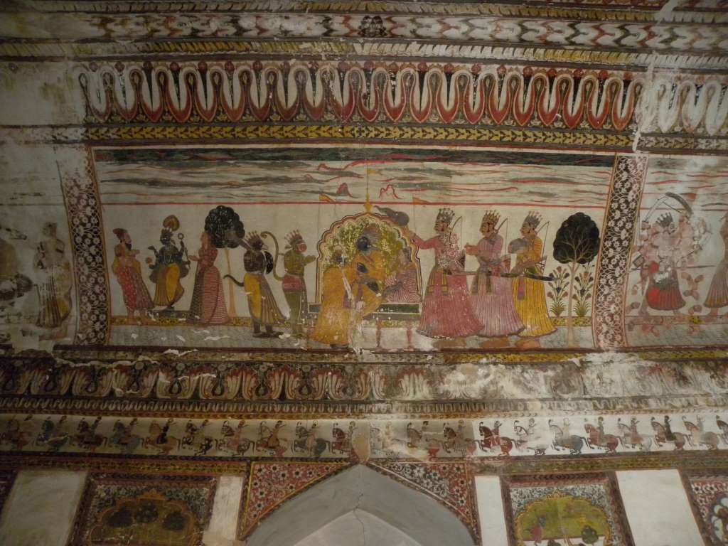 Painting on wall Inside Raja Mahal.